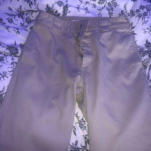 Tan Dickies work pants.